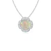 Angara Claw-set Opal Clover Pendant With Diamonds In Platinum/milky With High Play Of Colour