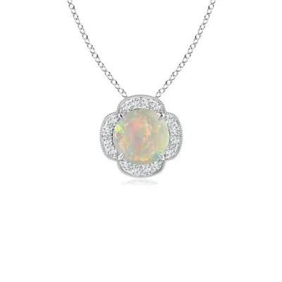 Angara Claw-set Opal Clover Pendant With Diamonds In Metallic