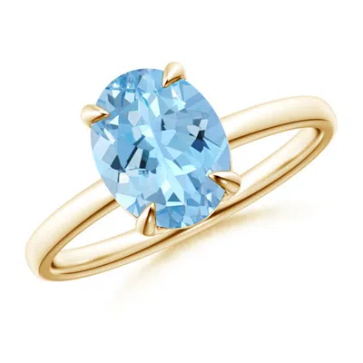 Angara Claw-set Oval Aquamarine Solitaire Engagement Ring In Gold