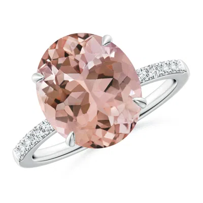 Angara Claw-set Oval Morganite Ring With Diamonds In Metallic