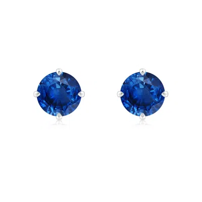 Angara Claw-set Round Blue Sapphire Solitaire Stud Earrings