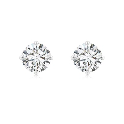 Angara Claw-set Round Diamond Solitaire Stud Earrings