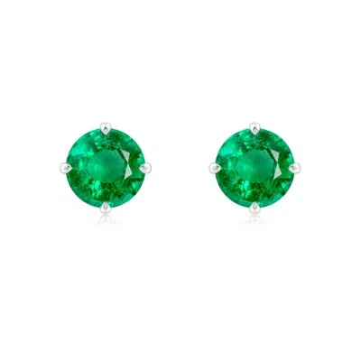 Angara Claw-set Round Emerald Solitaire Stud Earrings