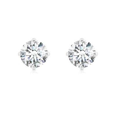 Angara Claw-set Round Lab-grown Diamond Solitaire Stud Earrings