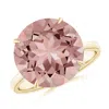 Angara Claw-set Round Morganite Cocktail Ring In Yellow Gold/peachy Pink