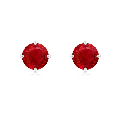 Angara Claw-set Round Ruby Solitaire Stud Earrings