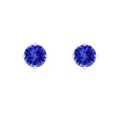 Angara Claw-set Round Tanzanite Solitaire Stud Earrings