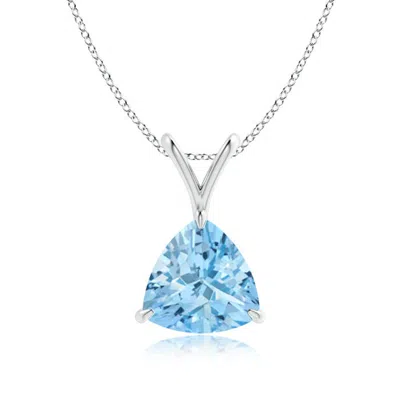 Angara Claw-set Trillion Aquamarine V-bale Pendant In Black