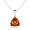 Angara Claw-set Trillion Citrine Solitaire Pendant In Platinum/deep Golden