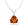 Angara Claw-set Trillion Citrine V-bale Pendant In White Gold/deep Golden