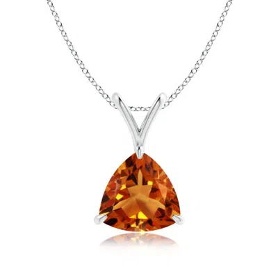 Angara Claw-set Trillion Citrine V-bale Pendant In Brown