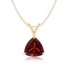 Angara Claw-set Trillion Garnet V-bale Pendant In Yellow Gold/rich Red