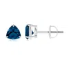 Angara Claw-set Trillion London Blue Topaz Stud Earrings In Platinum/deep Greenish Blue