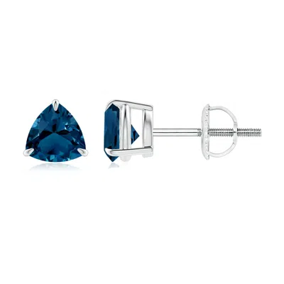Angara Claw-set Trillion London Blue Topaz Stud Earrings In Metallic