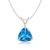 Angara Claw-set Trillion Swiss Blue Topaz V-bale Pendant In White Gold/swiss Blue