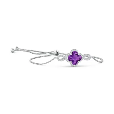 Angara Clover-shaped Amethyst Halo Infinity Bracelet In Metallic
