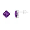 Angara Clover-shaped Amethyst Stud Earrings In White Gold/dark Purple