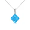 Angara Clover-shaped Swiss Blue Topaz Solitaire Pendant In White Gold/swiss Blue