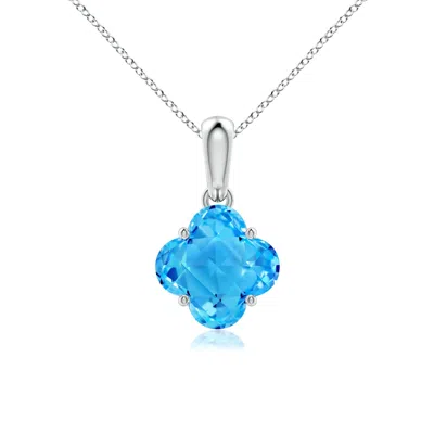 Angara Clover-shaped Swiss Blue Topaz Solitaire Pendant