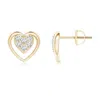 Angara Cluster Diamond Open Heart Stud Earrings In Yellow Gold/g