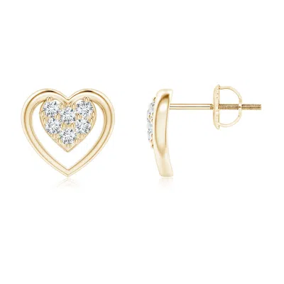 Angara Cluster Diamond Open Heart Stud Earrings In Gold