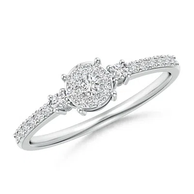 Angara Cluster Round Diamond Halo Engagement Ring In Metallic