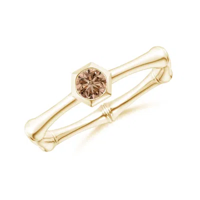 Angara Coffee Diamond Indochine Bamboo Ring In Gold