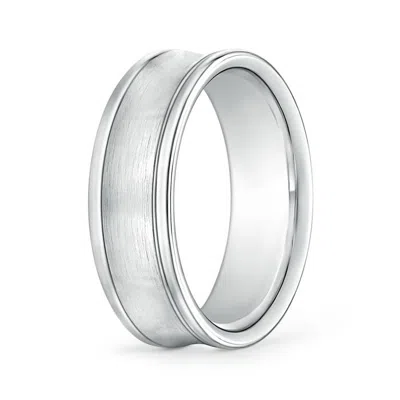 Angara Comfort Fit Satin Finish Concave Wedding Band In White Gold