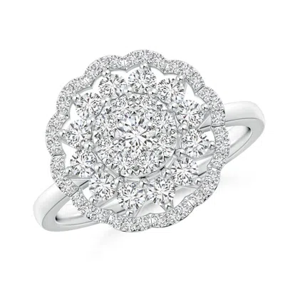 Angara Composite Diamond Cocktail Ring With Scalloped Halo In White