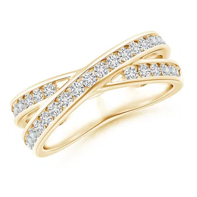 Angara Criss-cross Channel-set Diamond Wedding Ring In Gold