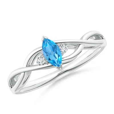 Angara Criss-cross Marquise Swiss Blue Topaz Solitaire Ring In Metallic