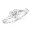 Angara Criss-cross Solitaire Round Diamond Heart Promise Ring In White Gold/h