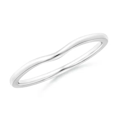 Angara Curved Comfort Fit Plain Wedding Band In Metallic