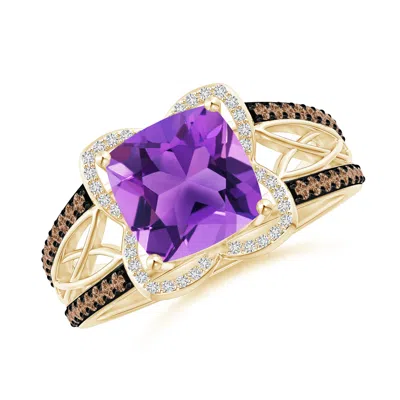 Angara Cushion Amethyst Celtic Knot Cocktail Ring In Multi