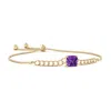 Angara Cushion Amethyst Curb Chain Bolo Bracelet In Yellow Gold/dark Purple
