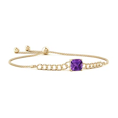 Angara Cushion Amethyst Curb Chain Bolo Bracelet In Gold