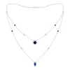Angara Cushion & Marquise Sapphire Halo Layered Station Necklace In White Gold/medium To Rich Blue