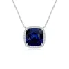 Angara Cushion Blue Sapphire Halo Pendant With Filigree In White Gold/medium To Rich Blue