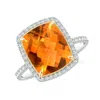 Angara Cushion Citrine And Diamond Halo Ring In White & Yellow Gold/deep Golden
