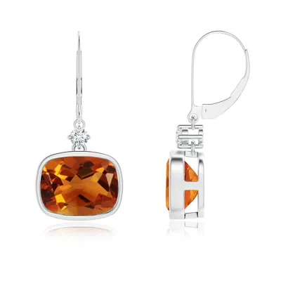 Angara Cushion Citrine And Diamond Leverback Dangle Earrings In Metallic