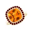 Angara Cushion Citrine Cocktail Ring With Ruby Halo In Yellow Gold/deep Golden