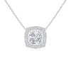 Angara Cushion Diamond Solitaire Floating Halo Pendant In White Gold/h