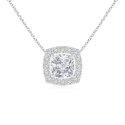 Angara Cushion Diamond Solitaire Floating Halo Pendant In Metallic