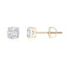 Angara Cushion Diamond Solitaire Stud Earrings In Yellow Gold/g