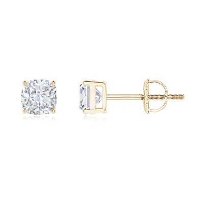 Angara Cushion Diamond Solitaire Stud Earrings In White
