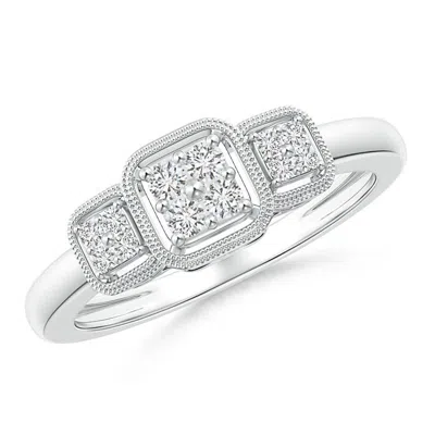 Angara Cushion Framed Composite Diamond Art Deco Promise Ring