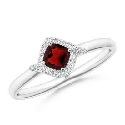 Angara Cushion Garnet And Diamond Halo Promise Ring In Metallic