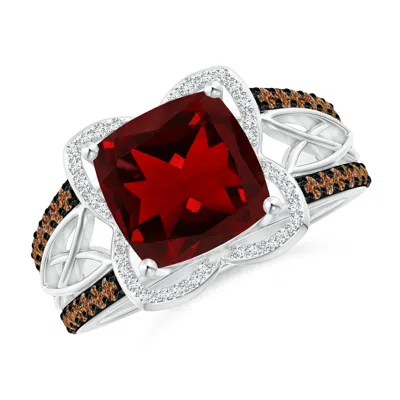 Angara Cushion Garnet Celtic Knot Cocktail Ring In Multi