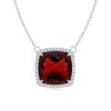 Angara Cushion Garnet Halo Pendant With Filigree In White Gold/medium Red