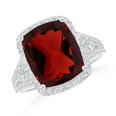 Angara Cushion Garnet Split Shank Cocktail Ring With Pear Motif In Red